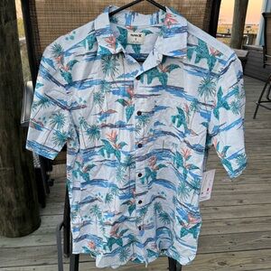 Hurley Men's Tropical Print Shirt - Blue, Green, and Orange